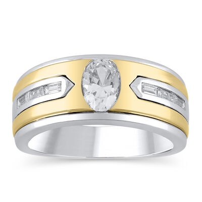 Men's Lab Grown Diamond Band in 14K White and Yellow Gold (1 ct. tw.)