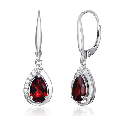 Lab Created Gemstone & Sapphire Drop Earrings in Sterling Silver