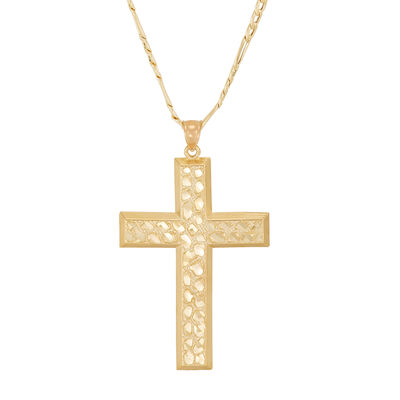 Nugget Cross Pendant in 10K Yellow Gold