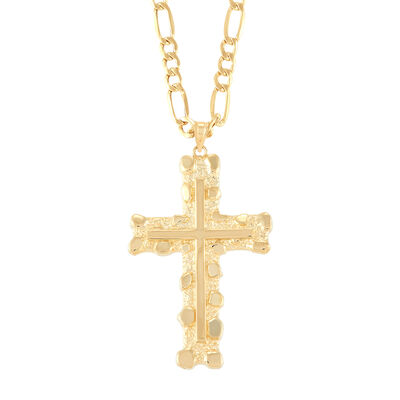 Gold Nugget Cross Pendant in 10K Yellow Gold