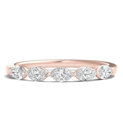 Lab Grown Diamond Marquise-Cut 5-Stone Anniversary Band in 14K Gold