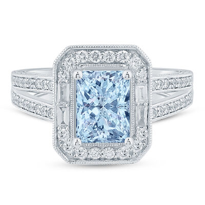 Uma Blue and White Lab Grown Diamond Ring in 14K White and Yellow Gold (3 ct. tw.)