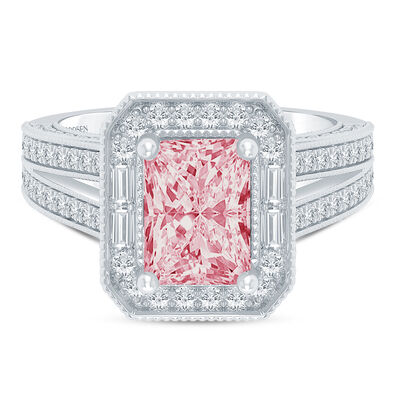 Rose Pink and White Lab Grown Diamond Ring in 14K White and Yellow Gold (3 ct. tw.)