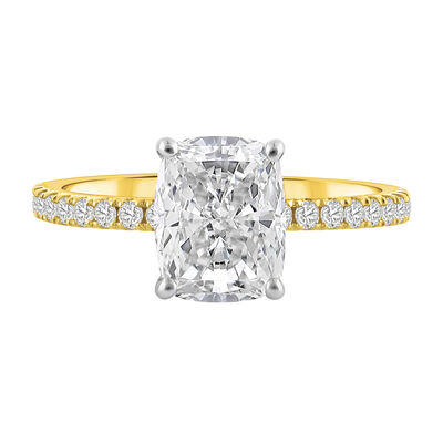 Lab Grown Diamond Elongated Cushion Engagement Ring in 14K Gold