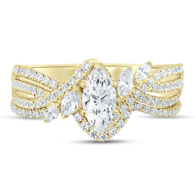 Marquise Diamond Engagement Ring Set in 14K Gold