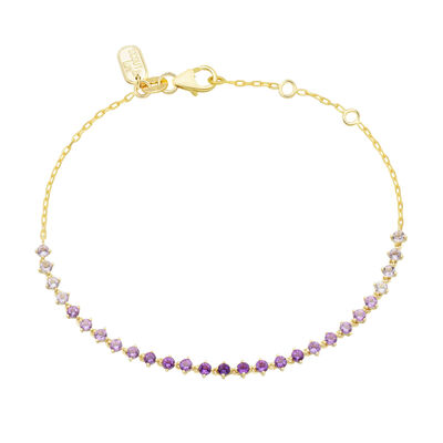 Pink & Purple Amethyst Bracelet in 10K Yellow Gold