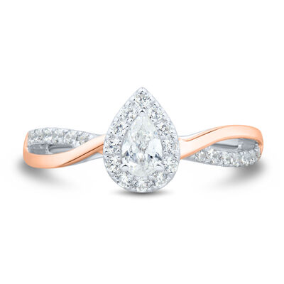 Pear-Shaped Engagement Ring in 14K White and Rose Gold (1/2 ct. tw.)