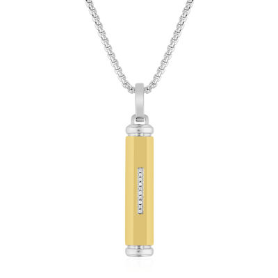 Men's Diamond Accent Stick Pendant in Vermeil