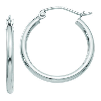 Polished Lightweight Tube Hoop Earrings in 14K White Gold