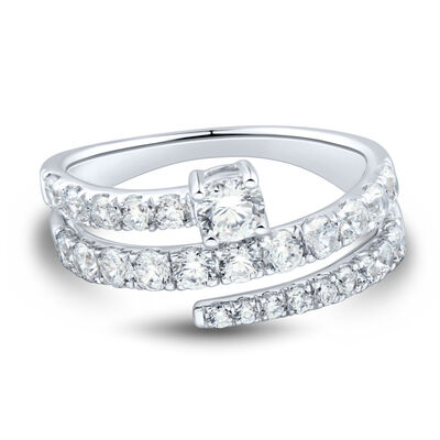 Lab Grown Diamond Coil Ring in 14K White Gold (1 1/4 ct. tw.)