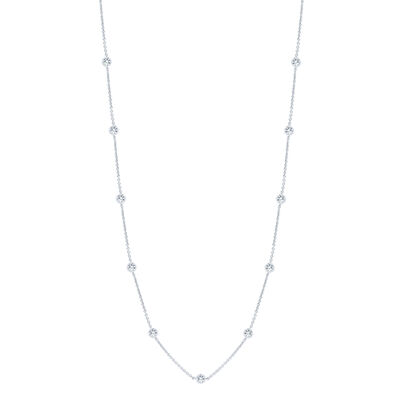 Lab Grown Diamond Bezel Station Necklace in 14K White Gold (1 ct. tw.)