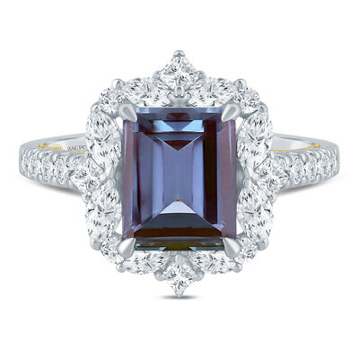 Anastasia Limited Edition Lab-Created Alexandrite and Lab Grown Diamond Engagement Ring in 14K White & Yellow Gold (7/8 ct. tw.)