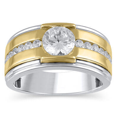 Men's Lab Grown Diamond Ring in 10K Yellow & White Gold (2 ct. tw.)