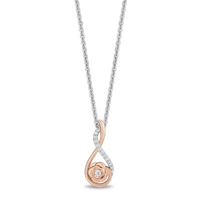 Belle Rose Diamond Accent Infinity Pendant in Sterling Silver & 10K Rose Gold