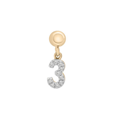 Diamond Accent Number 3 Bead Charm