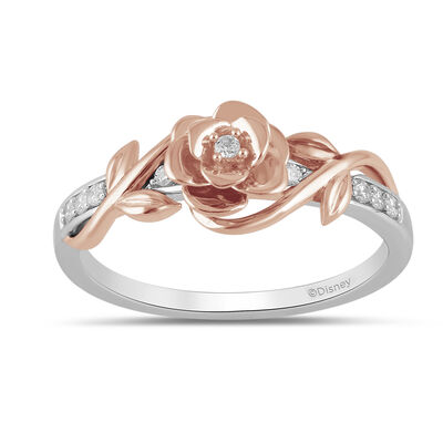 Belle Diamond Accent Promise Ring in Sterling Silver & 10K Rose Gold