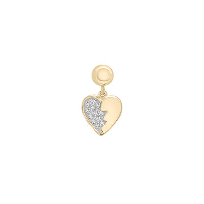 Diamond Accent Broken Heart Bead Charm