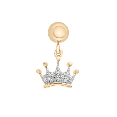 Diamond Accent Crown Bead Charm