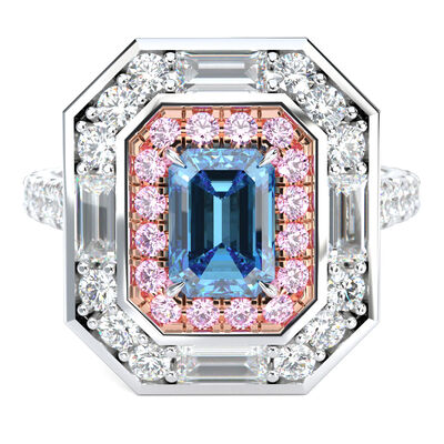 Lab Grown Diamond Blue, Pink and White Ring Platinum & 18K Rose Gold (2 1/3 ct. tw.)