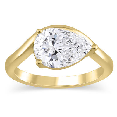 Lab Grown Diamond Pear-Shaped East-West Engagement Ring in 18K Yellow Gold (2 ct. tw.)