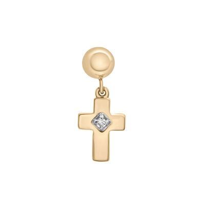 Diamond Accent Cross Bead Charm