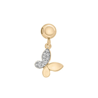 Diamond Accent Butterfly Bead Charm