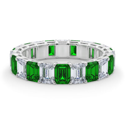 Lab Grown Diamond and Lab-Created Emerald Eternity Band in 14K White Gold (2 3/4 ct. tw.)