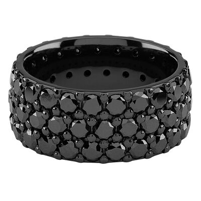 Men's Black Diamond Three-Row Eternity Band in Black Zirconium