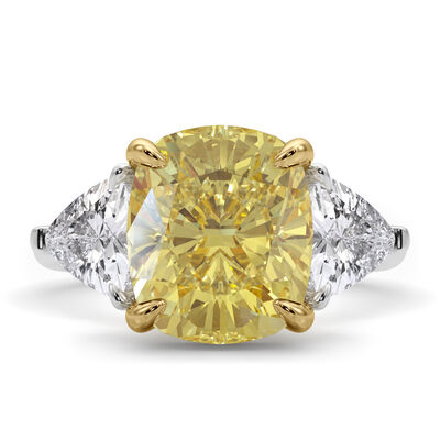 Lab Grown Diamond Yellow Elongated Cushion-Cut Center Engagement Ring in 18K White & Yellow Gold (6 3/8 ct. tw.)