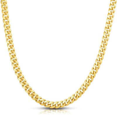 Solid Miami Cuban Curb Link Chain in 14K Yellow Gold, 24