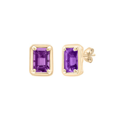 Gemstone Faux Bezel Earrings in 10K Gold