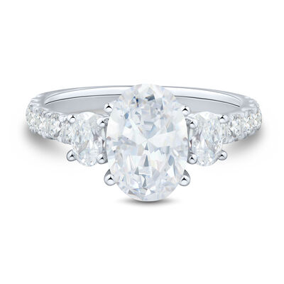 Lab Grown Diamond Three Stone Engagement Ring in 14K White Gold (3 ct. tw.)