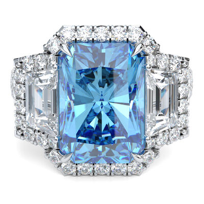 Lab Grown Diamond Blue Diamond Center Engagement Ring in Platinum (7 1/2 ct. tw.)