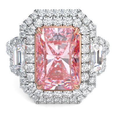 Lab Grown Diamond Pink Radiant-Cut Center Engagement Ring in Platinum & 18K Rose Gold (5 5/8 ct. tw.)