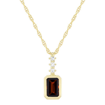 Natural or Lab-Created Gemstone and Diamond Accent Pendant in 10K Yellow Gold