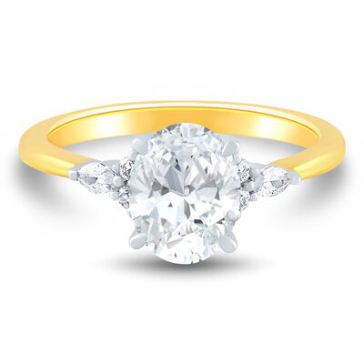 Lab Grown Diamond Oval and Marquise Engagement Ring in 14K Gold