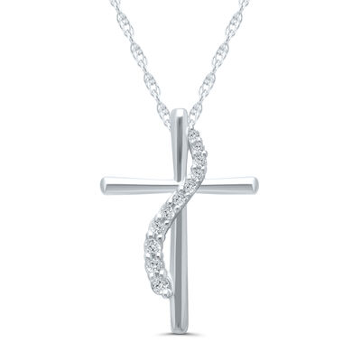 Diamond Accent Cross Pendant in 10K Gold