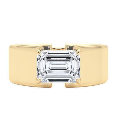 Lab Grown Diamond Emerald-Cut East West Engagement Ring in 14K Yellow Gold (2 ct. tw.)