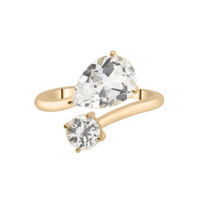 Lab-Created White Sapphire Bypass Ring in Vermeil