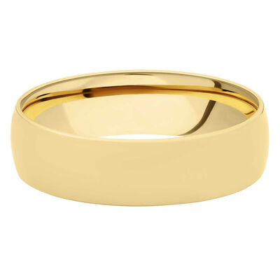 Men's Ultra Comfort Polished Band in 10K Yellow Gold, 6MM