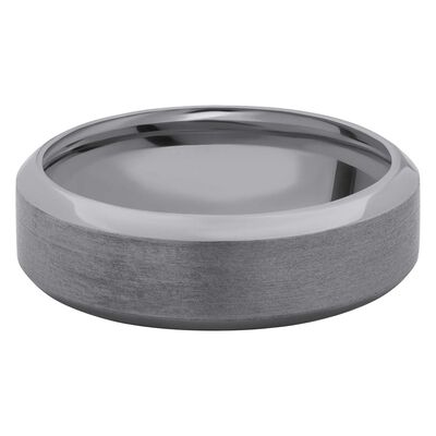 Men's High Bevel Satin and Polish Band in Tantalum, 7MM