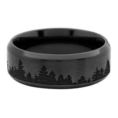 Men's Tree Beveled Tree Band in Zirconium, 8MM