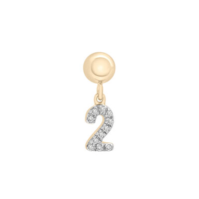 Diamond Accent Number 2 Bead Charm