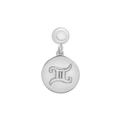 Zodiac Disc Bead Charm in Sterling Silver