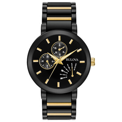 Bulova Modern Futuro Men's Watch in Black and Gold-Tone Stainless Steel, 40MM