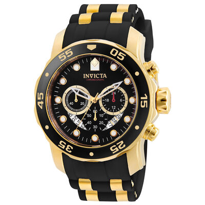 Men's Watch in Gold-Tone Stainless Steel and Black Silicone, 48MM