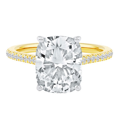 Lab Grown Diamond Cushion-Cut Engagement Ring in 14K Yellow and White Gold (5 1/3 ct. tw.)