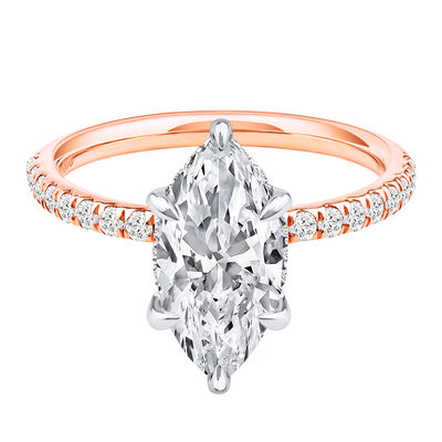 Palmer Lab Grown Diamond Marquise Engagement Ring in 14K Rose and White Gold (2 7/8 ct. tw.)